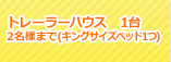 トレーラーハウス 1台 2名様まで(キングサイズベッドベッド1つ)